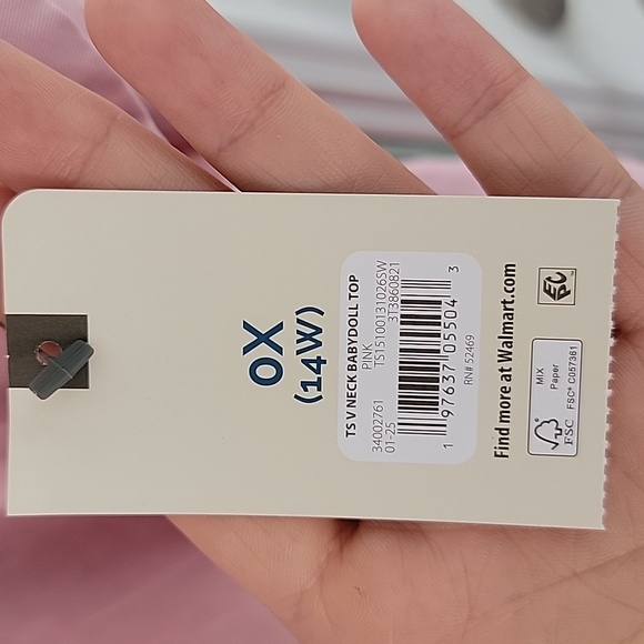 Terra & Sky Light Pink V-Neck Babydoll Top Sz 0X 14W - Picture 4 of 10